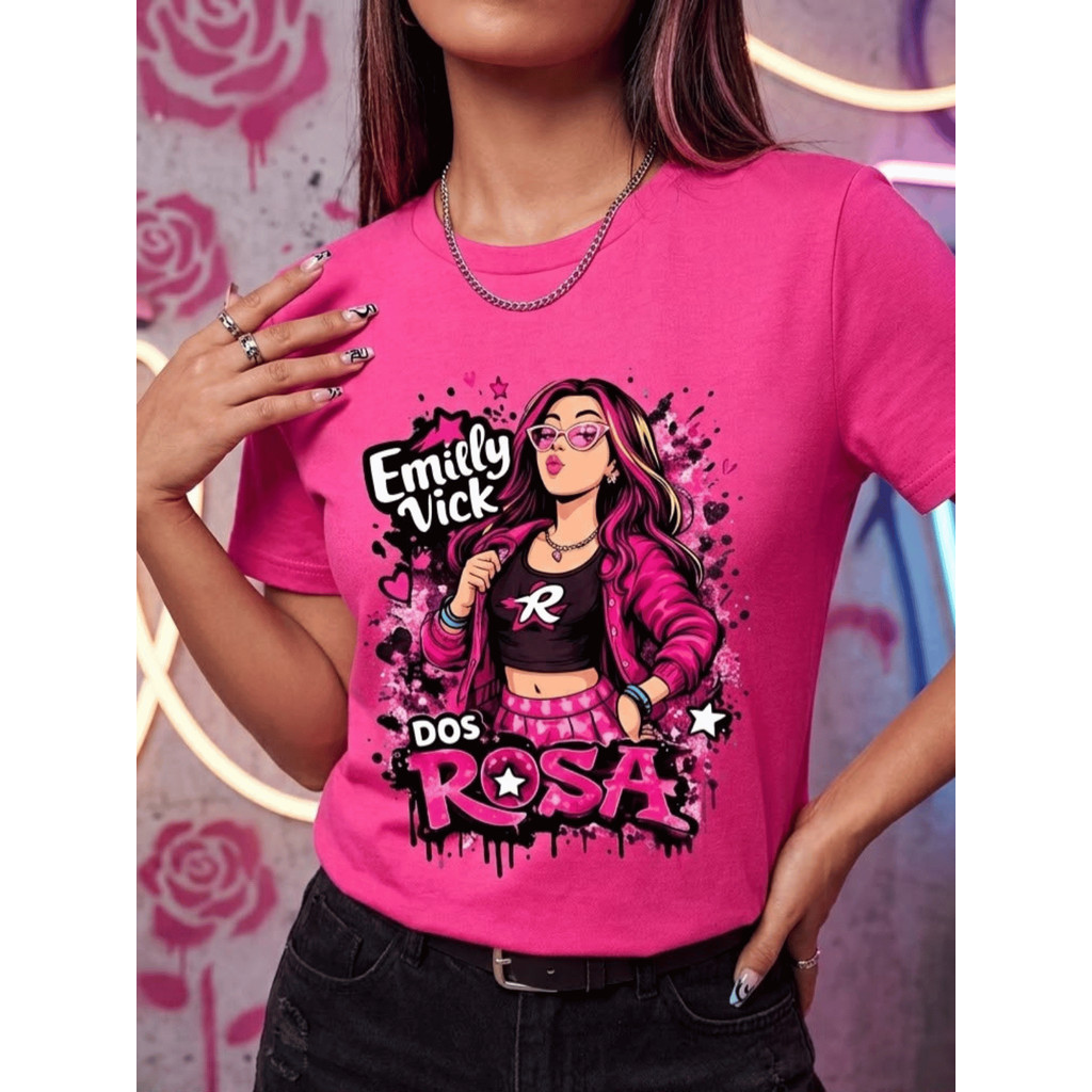 Camiseta Infantil Menina Emily Vick Dos Rosas Camiseta Feminina Estampada Premium 100% Algodão