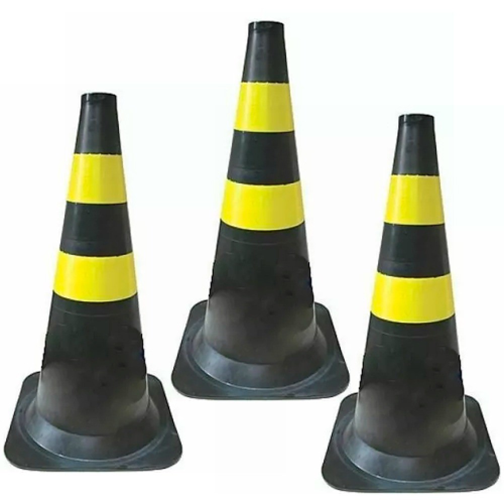 Kit 3 Cones para sinalização 50 cm com 2 faixas RM-42 - MultiMarcas