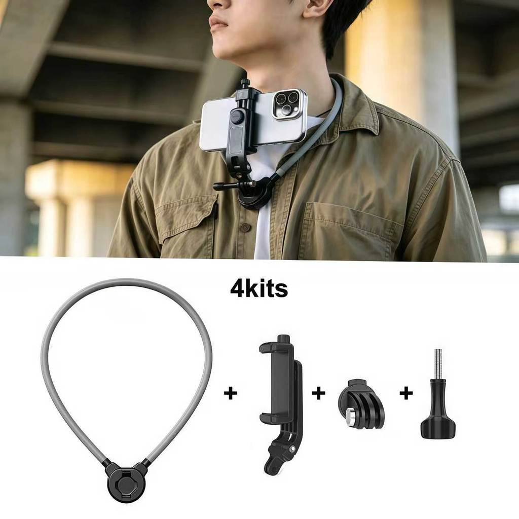 Suporte Magnético para Pescoço - Monte para Câmeras GoPro, Insta360, DJI, e Fixador Vertical para iPhone/Android