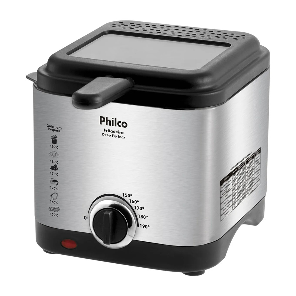 FRITADEIRA ELÉTRICA PHILCO 900W DEEP FRY INOX 1,8 LITROS 220V
