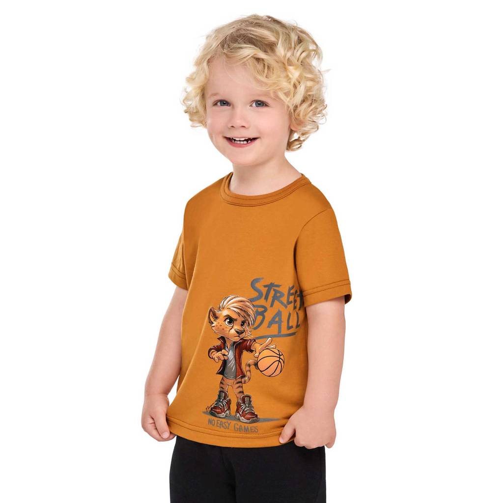 Camiseta Infantil Menino Meia Malha Elian Laranja