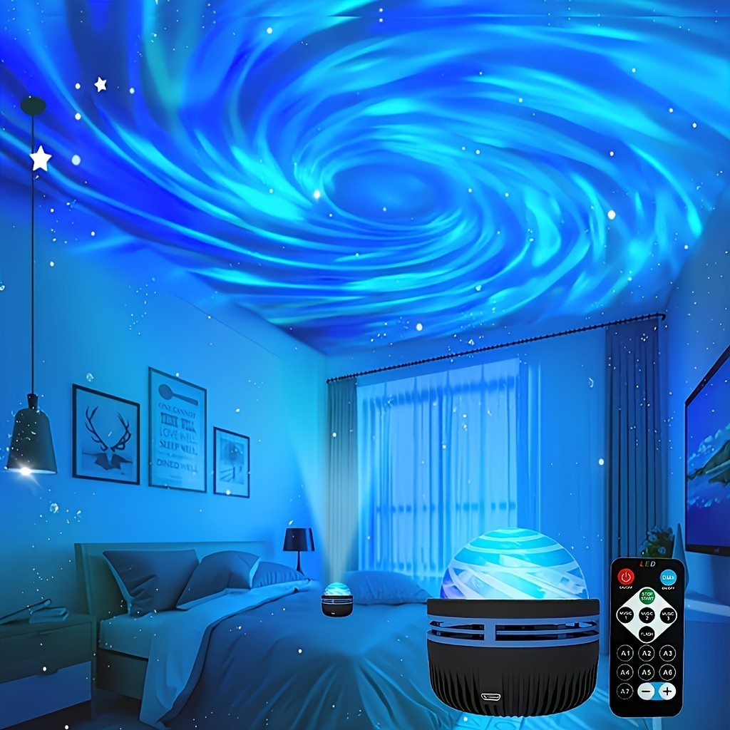 Projetor Aurora Starry Sky, projetor LED de céu estrelado com luz noturna com controle remoto, projetor Galaxy Starry Sk