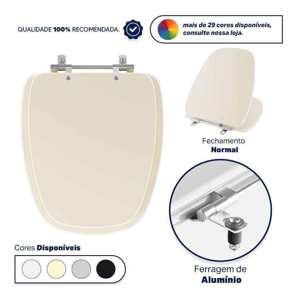 Assento Sanitário Monte Carlo Creme para vaso Deca