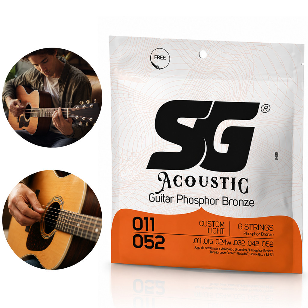 Encordoamento para Violão Cordas 011 Phosphor Bronze Para Violão Sg Premium