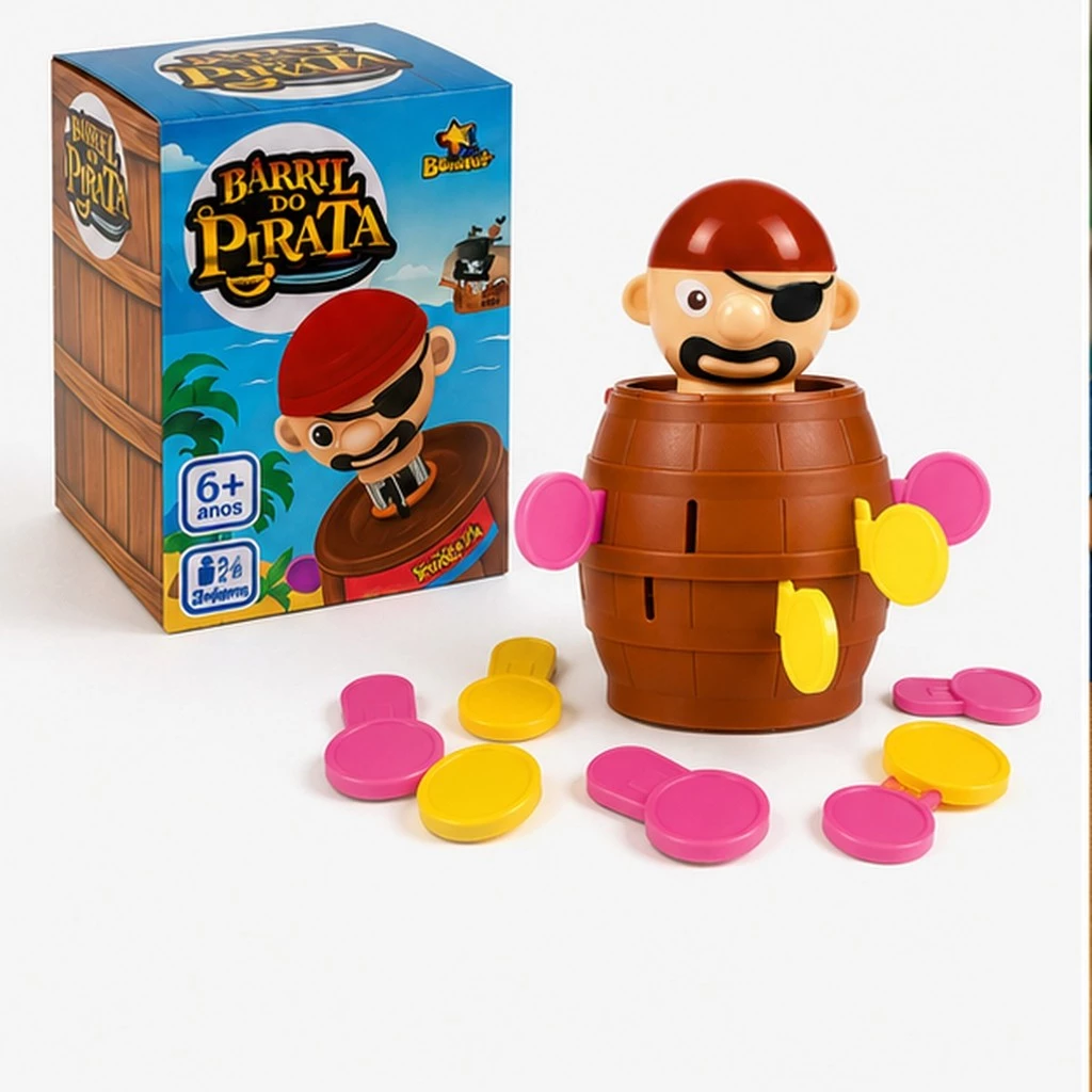 Brinquedo Pula Pirata com Barril e Espadas – Jogo Divertido para Crianças — imagem 1