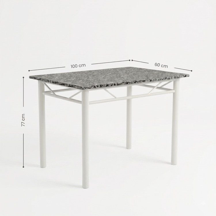 Conjunto Mesa de Jantar 4 Lugares Retangular em Aço com Tampo em Granito Monique Mescla Branco/Preto · foto 2