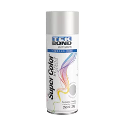 Tinta spray aerossol Super Color Metálica Prata brilhante 350ml Tekbond
