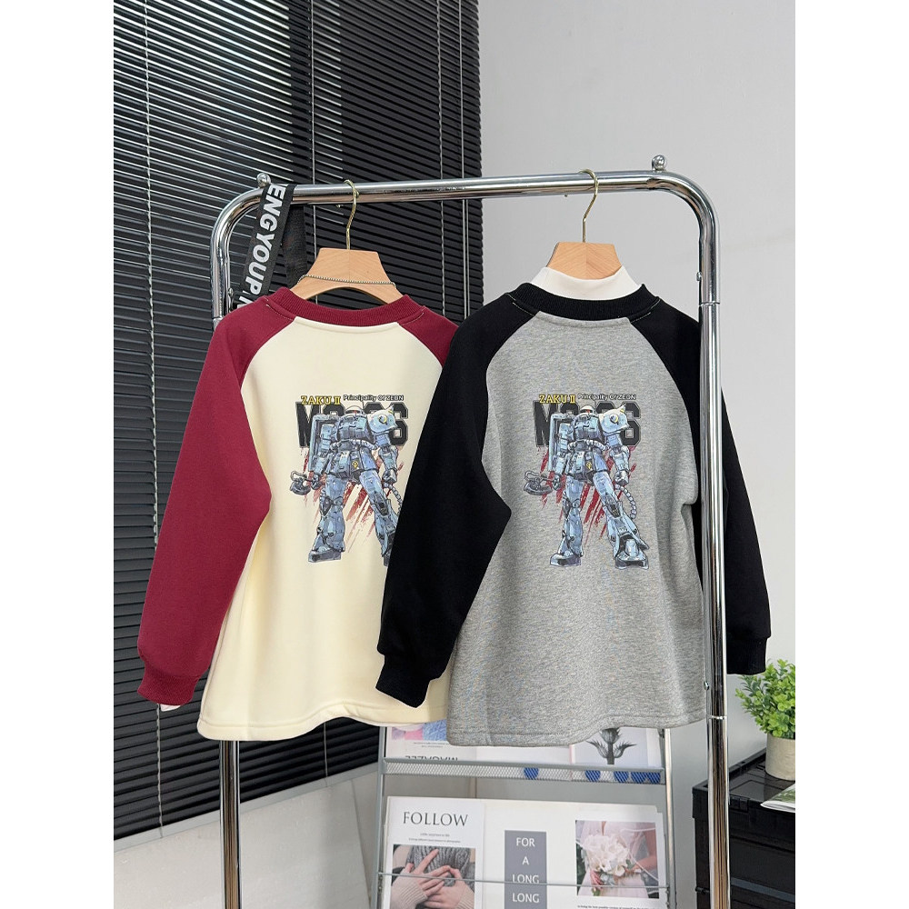 Crianças crianças feliz peixe roupas infantis meninos de uma peça de lã de manga comprida camiseta inverno mangas Raglan
