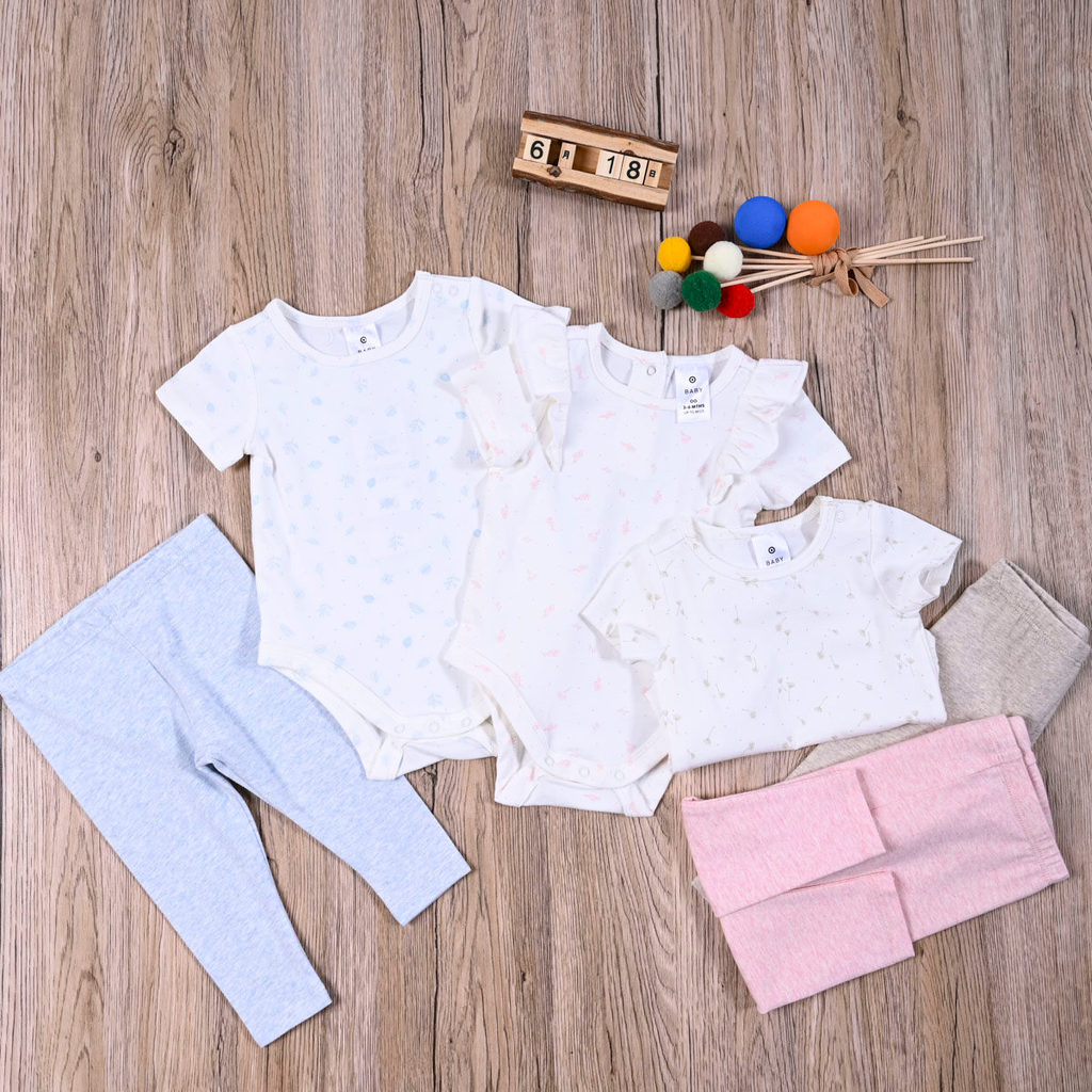 Comércio exterior europeu americano bebê primavera outono puro algodão de manga curta triângulo macacão Leggings calças 