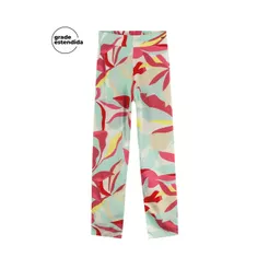 Calça Feminina Estampada Folhagens Marialícia Rosa