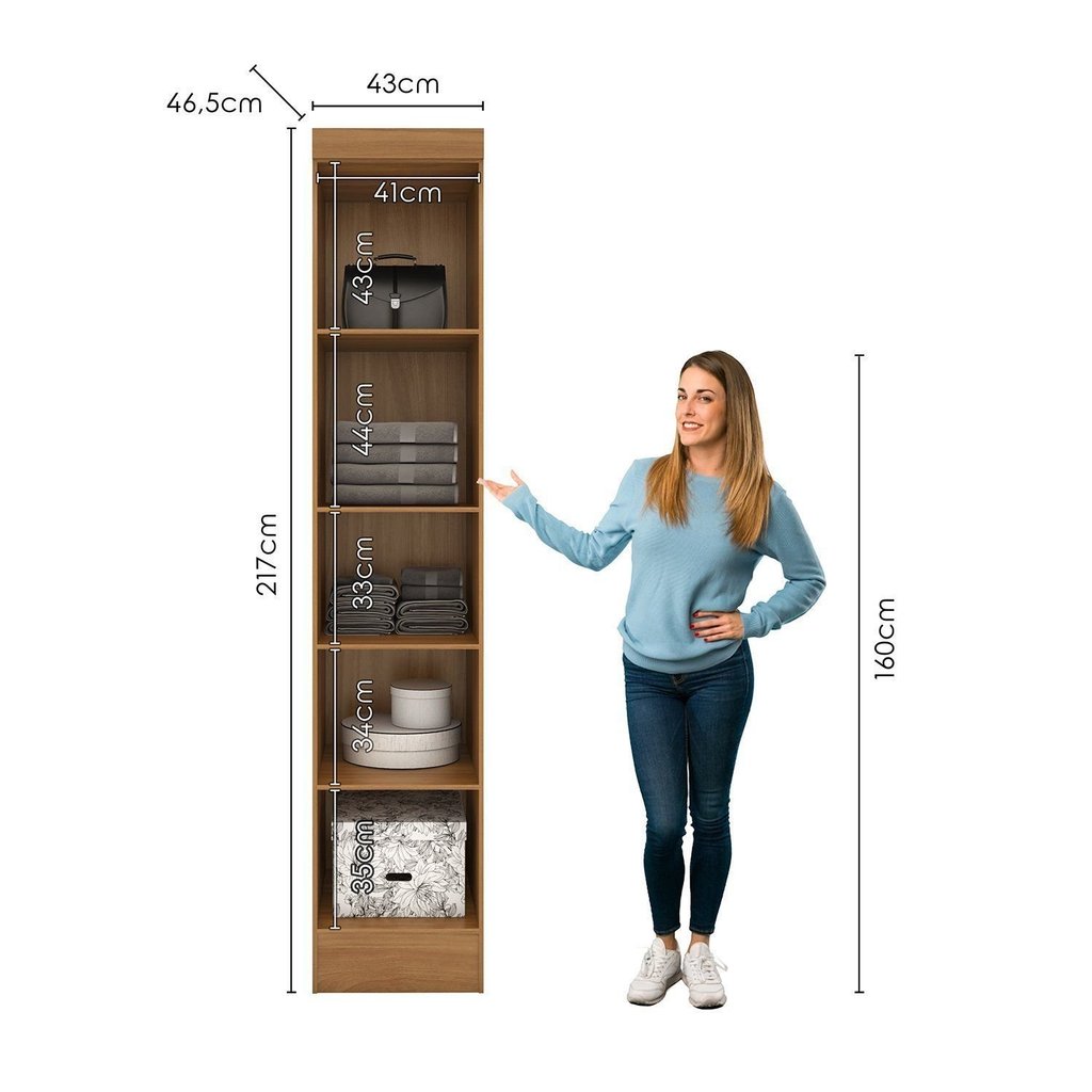 Módulo Guarda-Roupa Smart 1 Porta Bege/Cinamomo/Chumbo Cinamomo/Chumbo — imagem 2 de 2