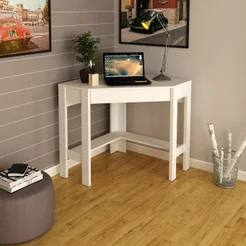 Escrivaninha Mesa Escritório de Canto com ME4172 1 Gaveta 76,5cm Espresso Móveis Branco Branco