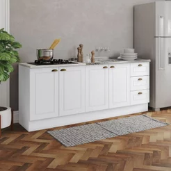 Cozinha Compacta 2 Peças 100% MDF com Tampo para Cooktop Linha Americana Branco HP