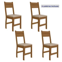 Kit 4 Cadeiras de Jantar MDF Milano Laranja/Carvalho/Savana Carvalho/Savana