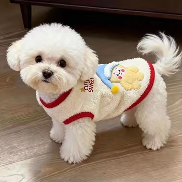 Roupas de cachorro inverno boneca fofa colete de lã para cachorro pequeno