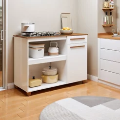 Balcão Cooktop 5 Bocas 1 Porta 1 Gaveta Chicago Branco