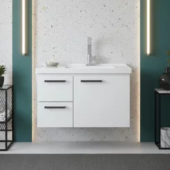 Gabinete para Banheiro 1 Porta e 2 Gavetas em Aço Branco Romã Branco