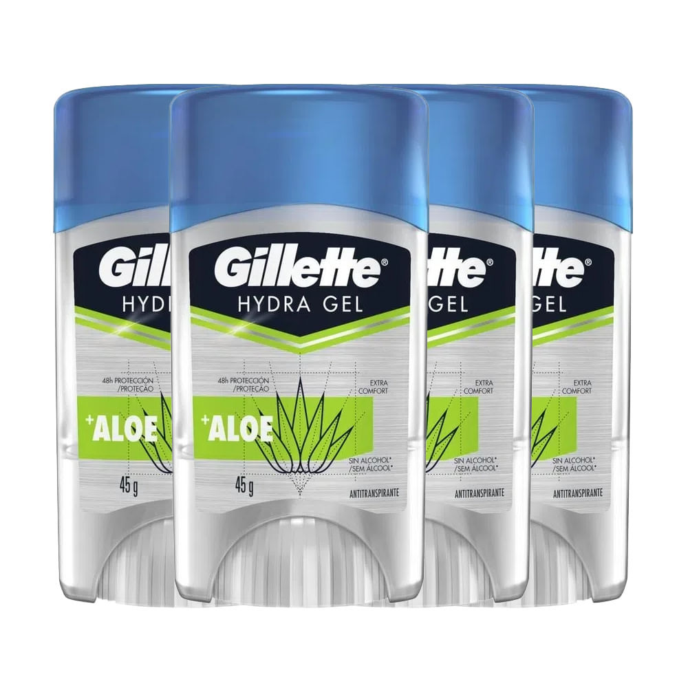 Kit Desodorante Gel Antitranspirante Gillette Hydra Gel Aloe 45g - 4 Unidades