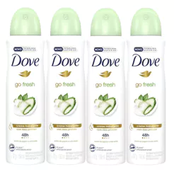 Kit 4 Desodorantes Aerosol Dove Go Fresh Pepino E Chá Verde 150ml