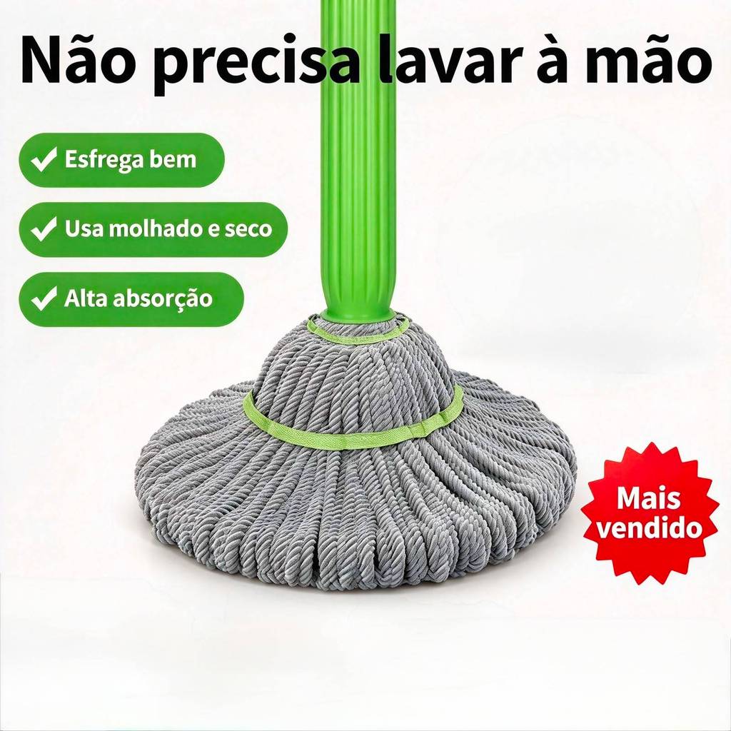 Esfregao Mop Desidratacao 2 Em 1 Esfregão 360° Giratorio Automatico Para Limpeza De Piso