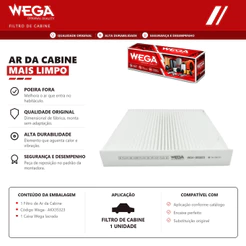 Filtro Do Ar condicionado cabine Fiat ARGO CRONOS FIORINO MOBI PALIO UNO STRADA – Wega AKX35323