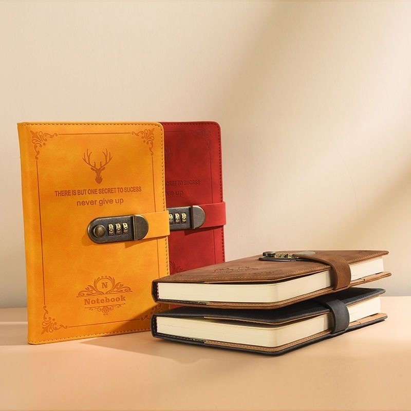 200 Páginas A5 Retro Livro De Senhas Com Diário De Fechadura Engrossado Bloco De Notas Criativo De Papelaria