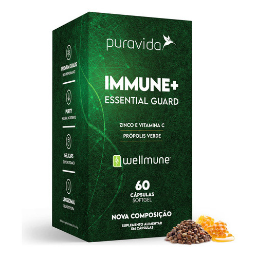Puravida Immune+ Essential Guard 60 Cápsulas Sem Sabor