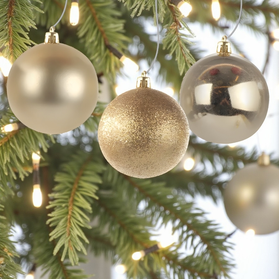 Bolas de Natal em Tubo - Ouro Lisa, Matte e Glitter - 6cm - 6 unidades - Cromus - Rizzo