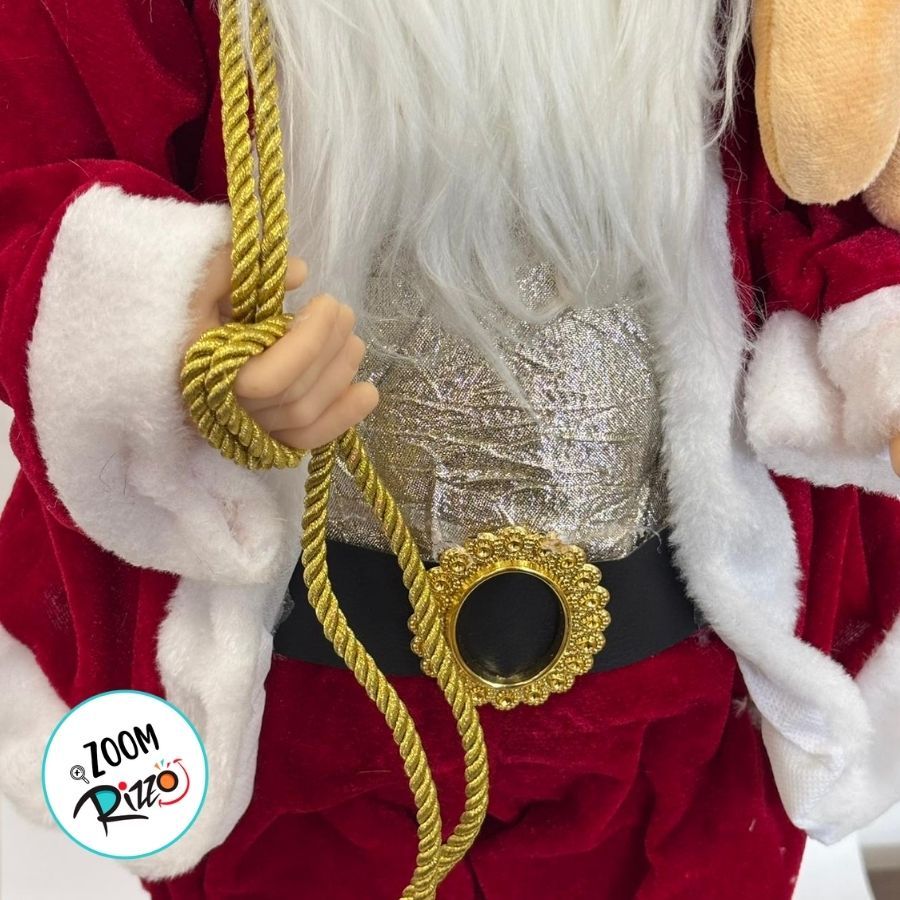 Detalhes do Papai Noel Decorativo em Pé com Saco de Presentes e Urso - Vermelho e Branco - 60cm - 1 unidade - Rizzo