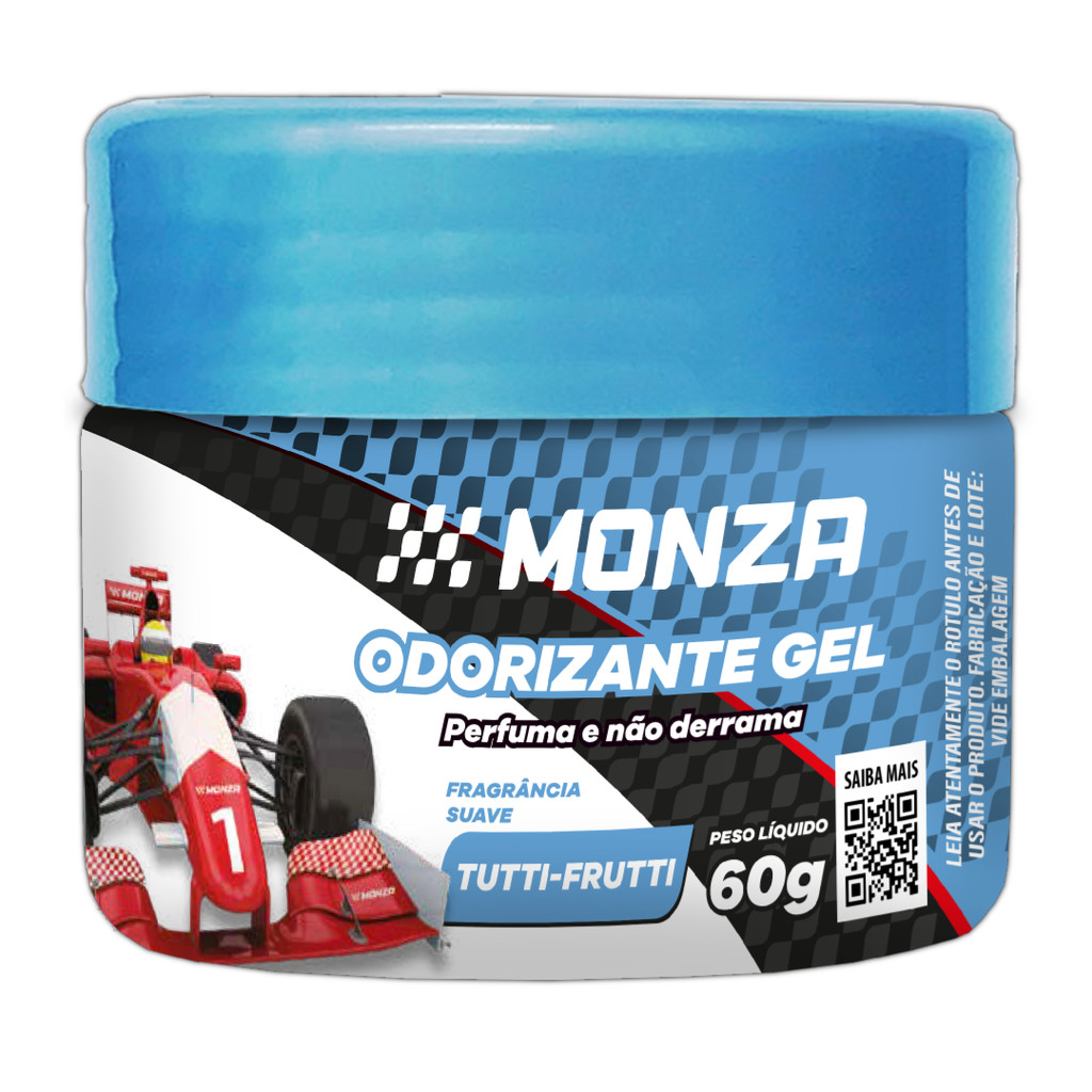 Aromatizante Gel Pérola Monza Tutti Frutti 60g – Perfume Automotivo Duradouro