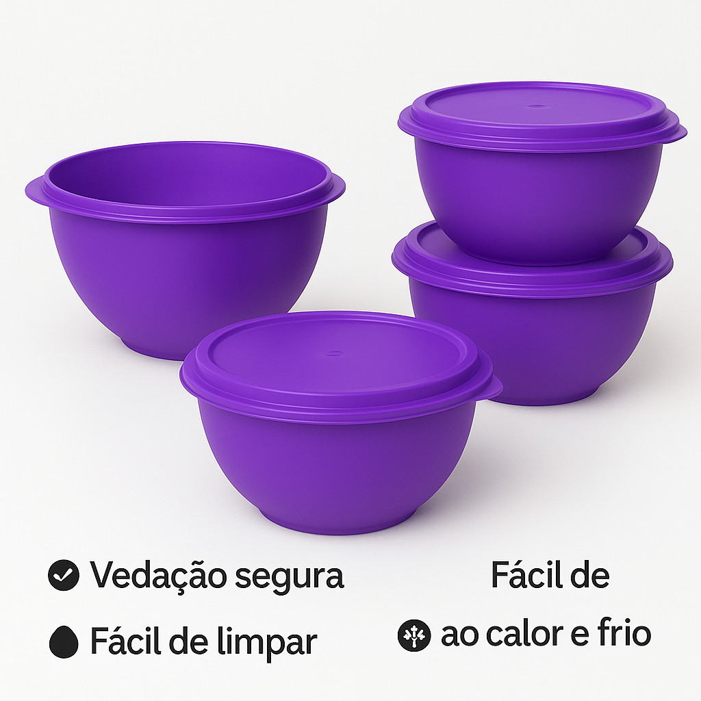Kit Potes Plásticos 3,4L Tampa BPA Free Micro-Ondas Freezer Vedação Hermético Cozinha Organizador — imagem 2 de 2
