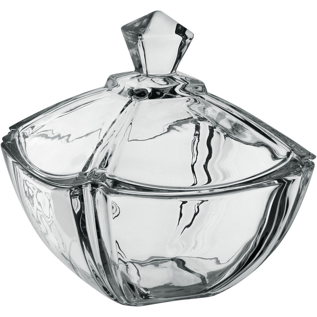 POTICHE BOMBONIERE BALEIRO QUADRADO HOME&CO TAMPA VIDRO 9x18x18cm