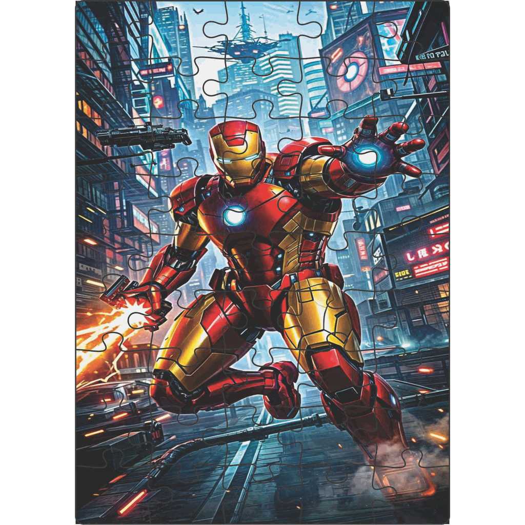 Quebra-Cabeça Jogo Infantil Educacional Homem de Ferro 45 peças 20x28 cm Feito em Madeira (MDF)