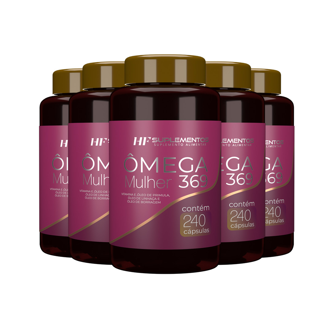 5x OMEGA 3 6 9 MULHER 240CAPS HF SUPLEMENTOS