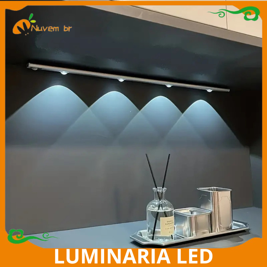 3 Cores Regulável Led Luminária USB Led Quente Frio S/Fio Sensor Inteligente Luz para cozinha e Sala Guarda Roupa Quarto