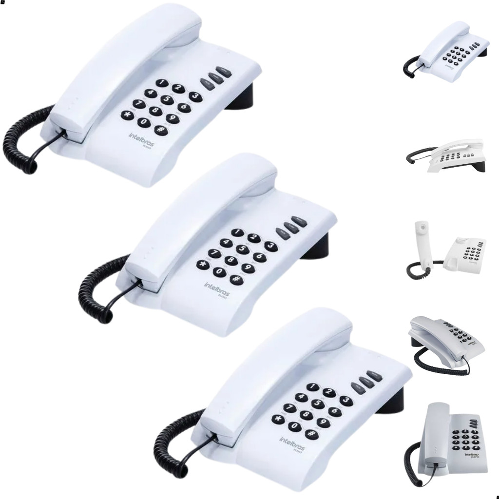 Kit 3 Telefone com Fio Intelbras Pleno Resistente e Prático Ideal Escritório Empresa e Residência