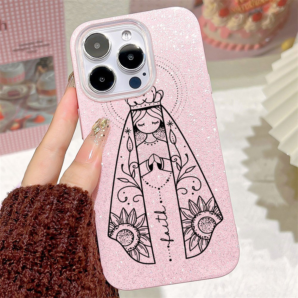 Nossa Senhora Capinha Para iPhone 17 Ar 16 15 14 Plus 13 12 11 Pro Max XR Capa Glitter Bling Anti-impacto em Oferta na Shopee