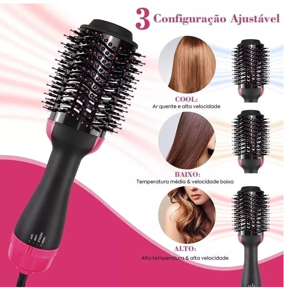 Escova Secadora Alisador Elétrica Quente Cabelo Com 2 Em1 Hair110/220v HOT