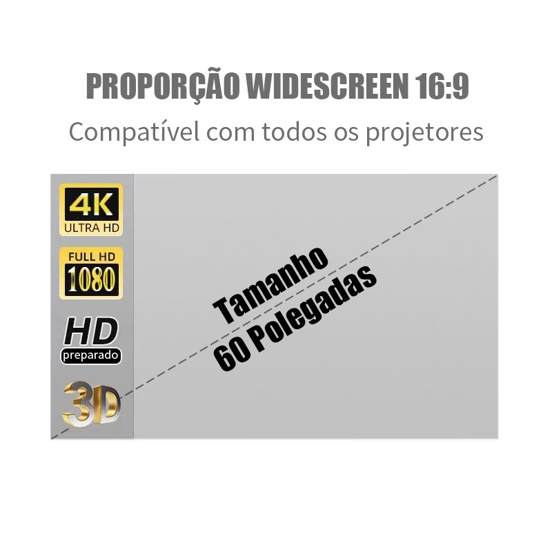 Tela Projetor Portátil Refletiva 60 Polegadas 4K Full HD 16:9  Para Home Theater Alta Definição E Fácil De Instalar em Oferta na Shopee
