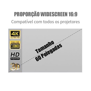 Tela Projetor Portátil Refletiva 60 Polegadas 4K Full HD 16:9  Para Home Theater Alta Definição E Fácil De Instalar em Oferta na Shopee
