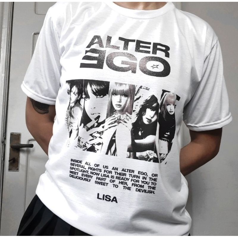 Camiseta Branca Unissex Lisa Manoban 'ALTER EGO' Blackpink KPOP Aesthetic Camisa 100% Algodão