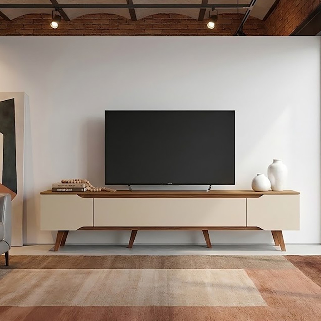Rack Retrô para TV até 70 Polegadas 2,20 mt Shop Cedro/Off White – Design Moderno e Alta Qualidade