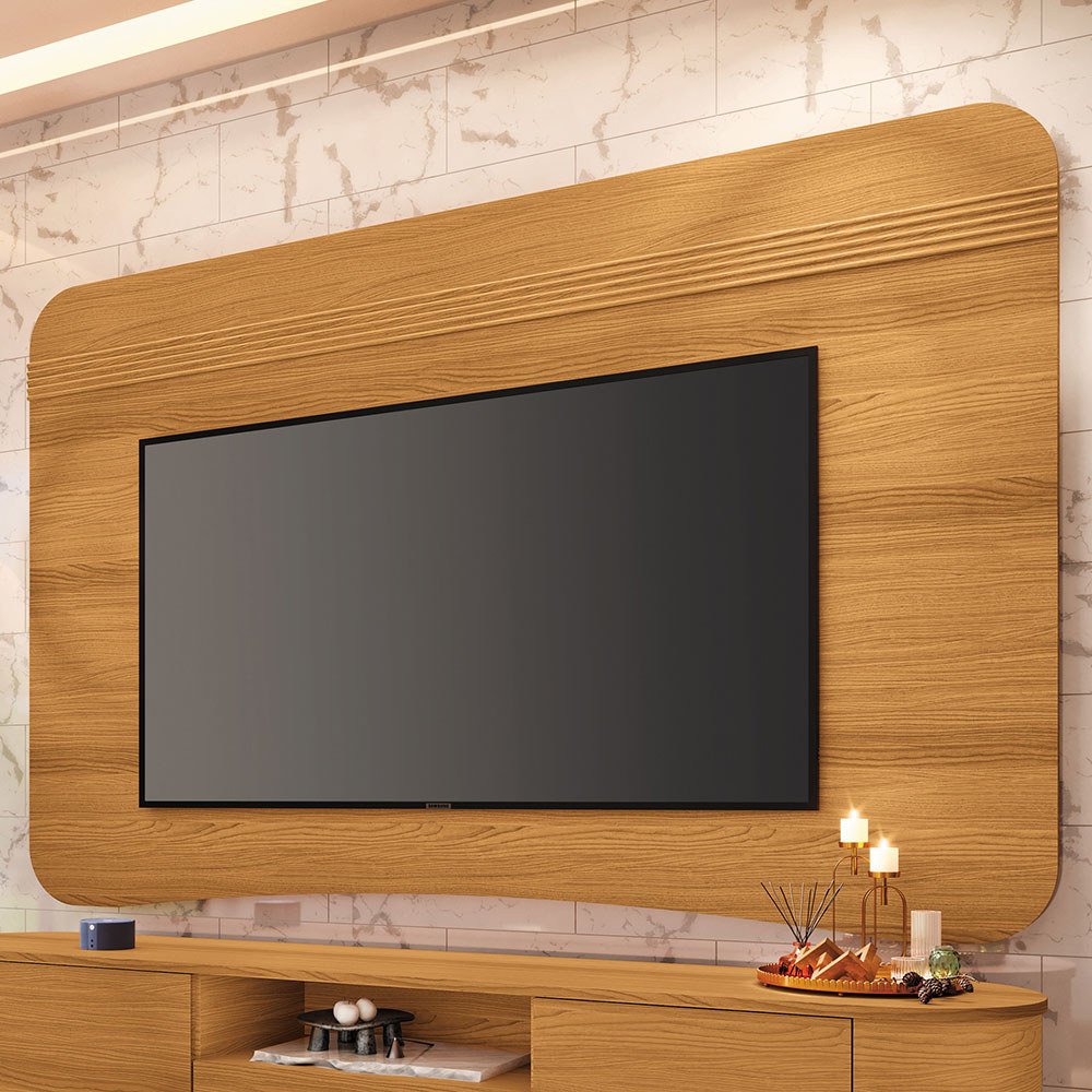 Painel Para TV 80 Pol Orgânico 200cm Ermione B01 Cinamomo - Lyam Decor