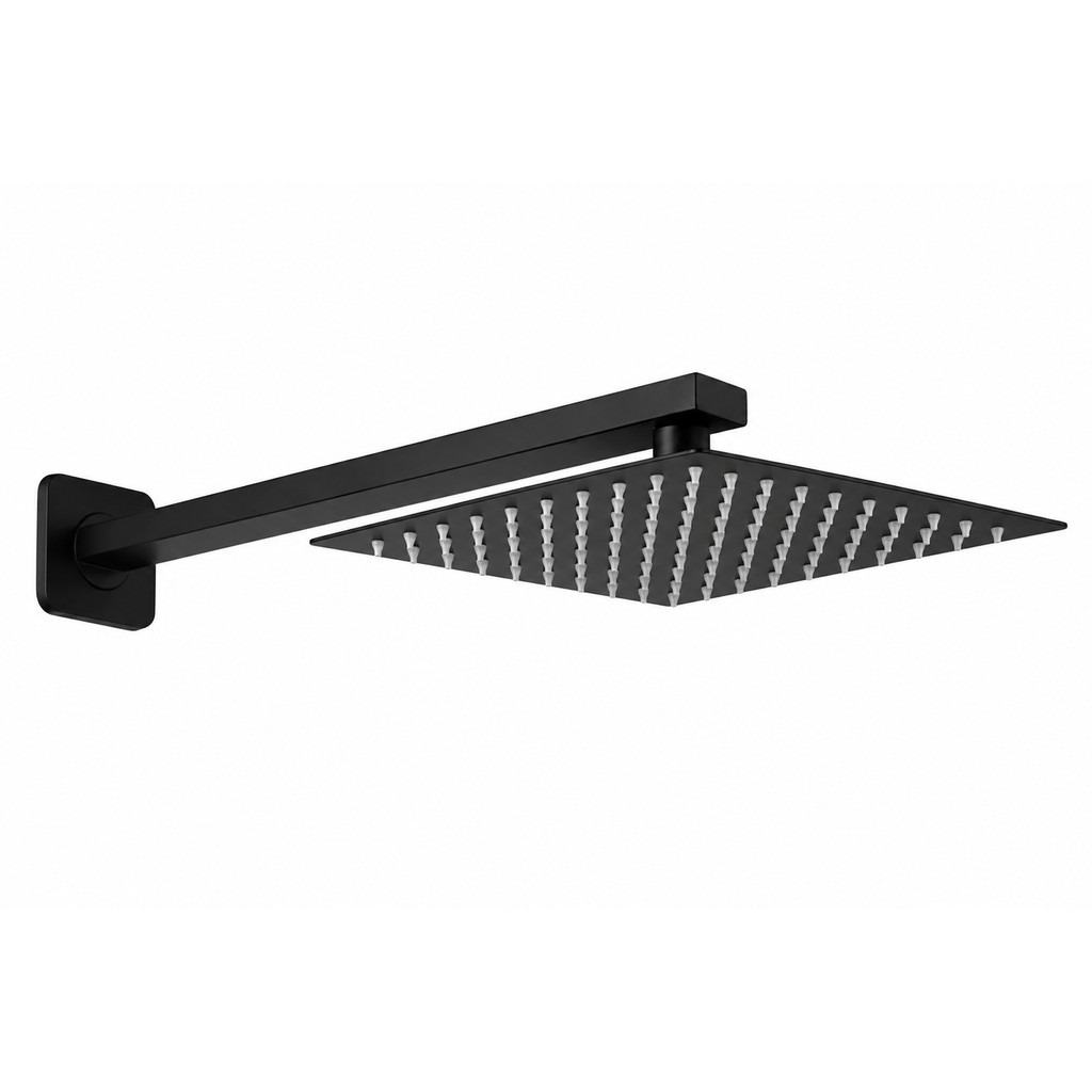 Ducha Quadrada 20x20 Inox Slim Área Interna Externa Piscina Preto Fosco Chuveiro Banheiro