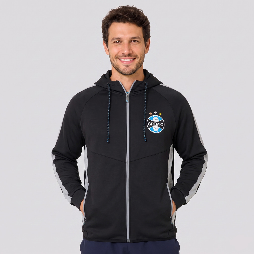 Jaqueta Grêmio Skuba Tricolor Preta