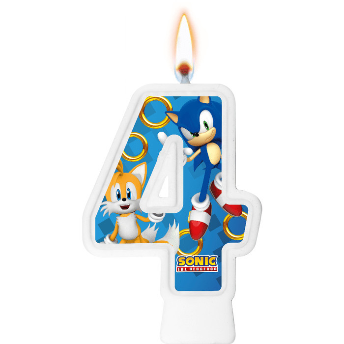 Decoração festa Sonic Vela número 4 aniversário mais cor Mais completo e novo