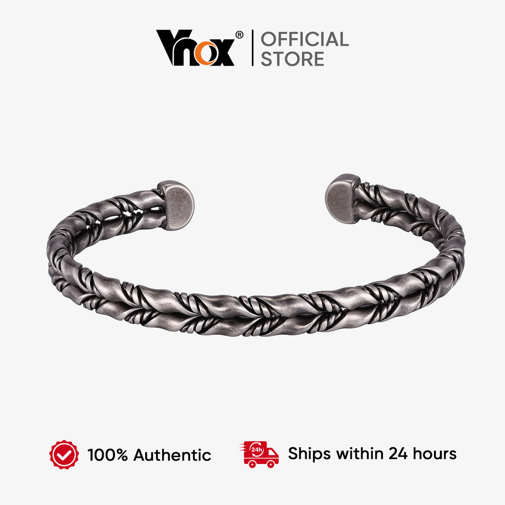 Vnox Vintage Mobius Corda Torcida Aberta Pulseira Manguito Para Homens Aço Inoxi