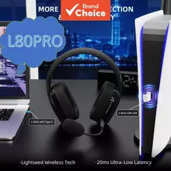 Fone De Ouvido Para Jogos Attack Shark L80PRO 3 Em 1 Lightseed Wireless Tech 2.4G BT5.3 3.5 Mm Com Fio 20 Ms Latência Ul