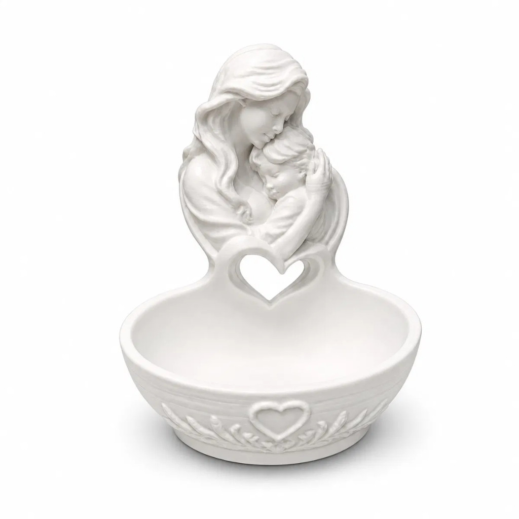 Porta Terço Mãe e Filho | Porta Joias Decorativo em Impressão 3D | Presente Religioso | Porta Alianças e Terços