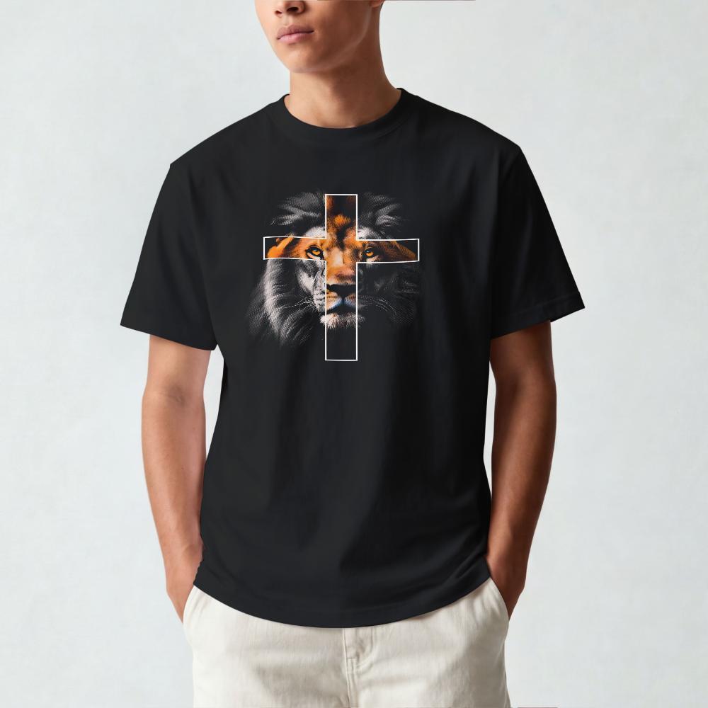 Camiseta Preta Estampa Leão em Halftone 100% Algodão Premium Conforto e Qualidade para Ocasiões Variadas